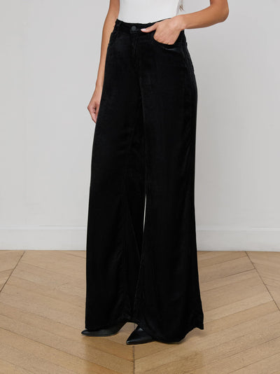 Quincy Wide-Leg Corduroy Jean Black-L'Agence-Tocca Finita