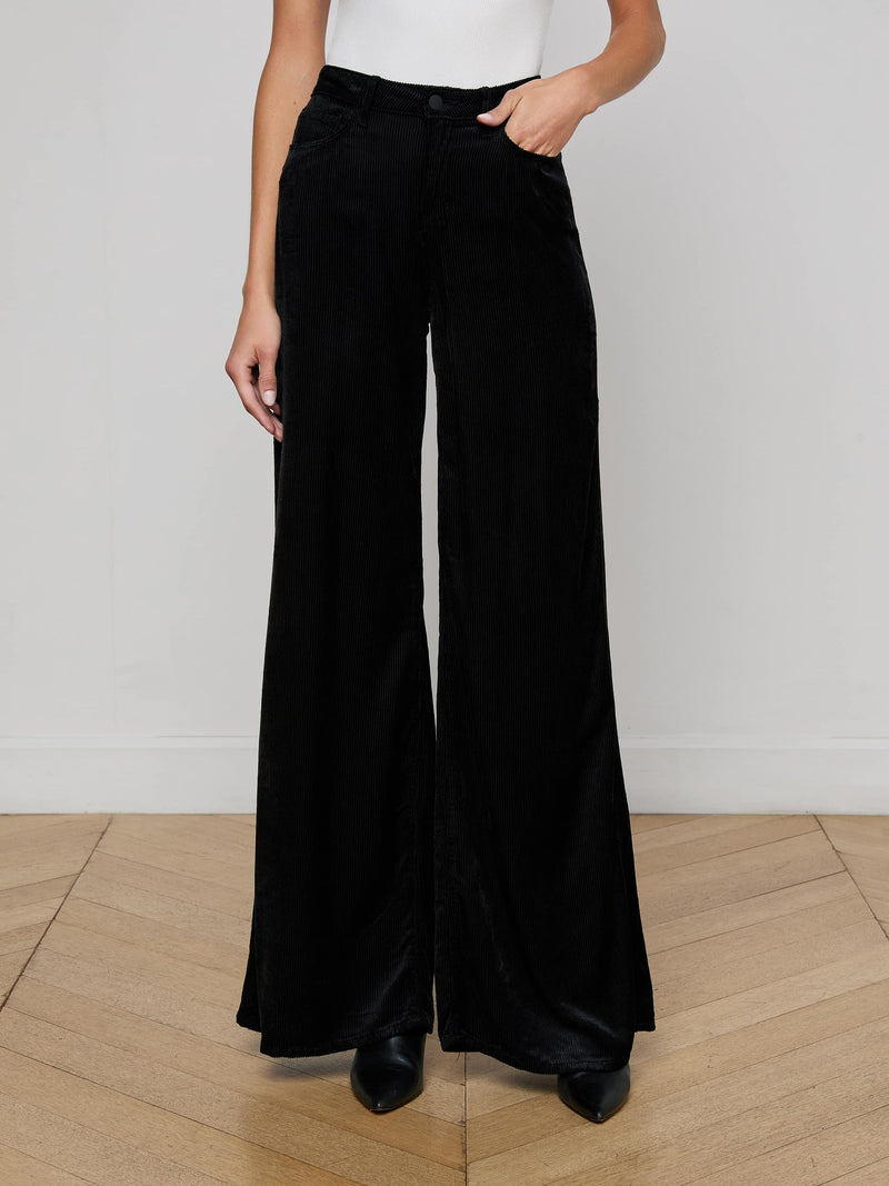 Quincy Wide-Leg Corduroy Jean Black-L&