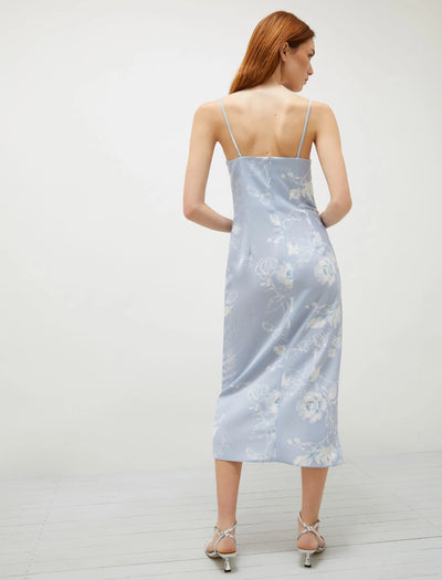 Radix Printed Sating Light Blue Dress-Marella-Tocca Finita