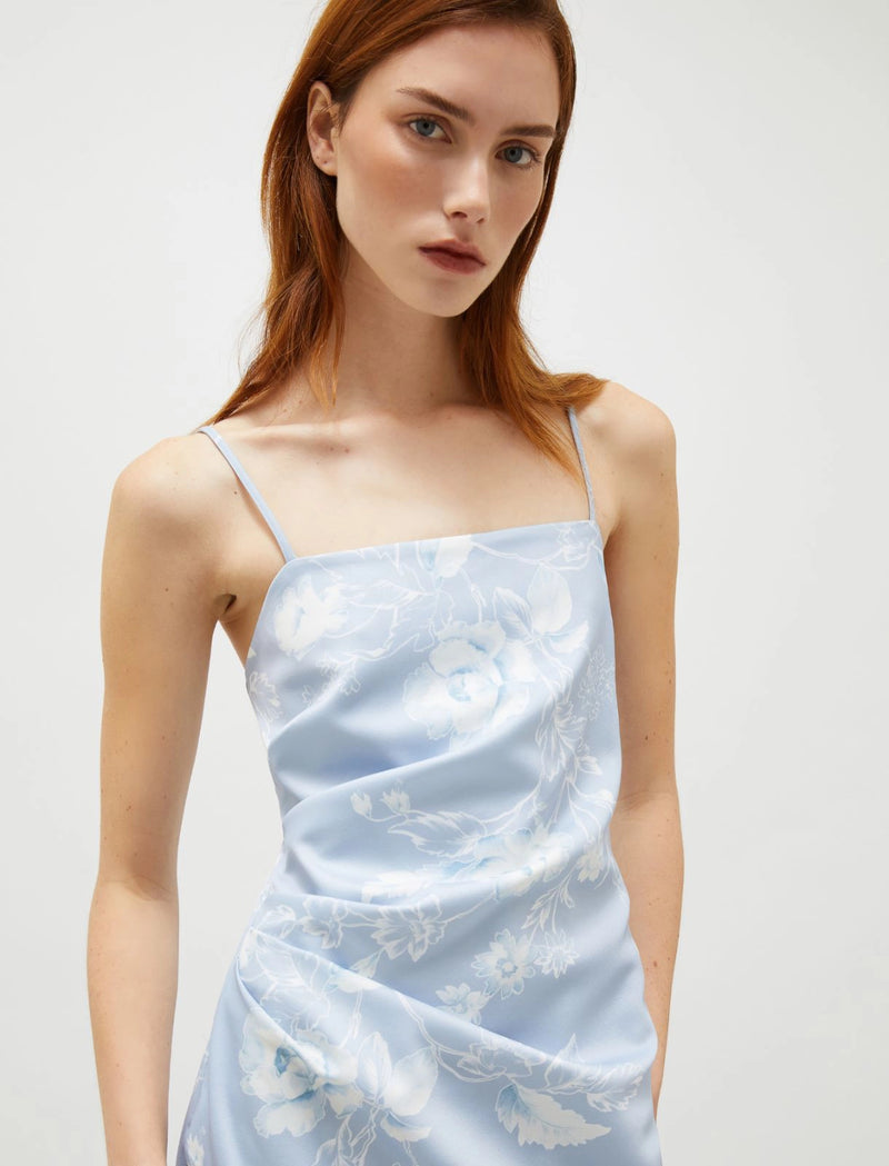 Radix Printed Sating Light Blue Dress-Marella-Tocca Finita