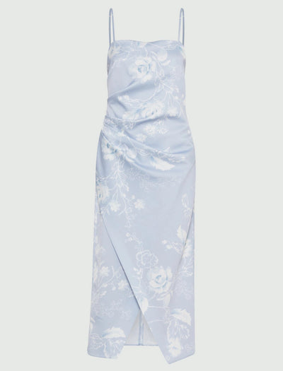 Radix Printed Sating Light Blue Dress-Marella-Tocca Finita