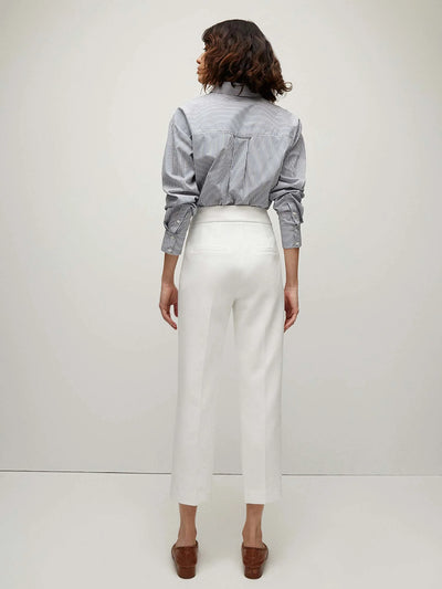 Renzo Pant In White With Gold Buttons-Veronica Beard-Tocca Finita