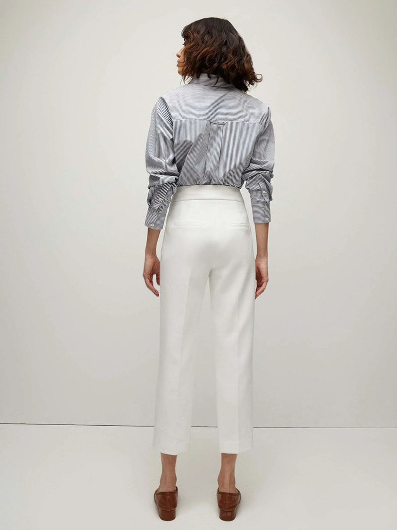 Renzo Pant In White With Gold Buttons-Veronica Beard-Tocca Finita