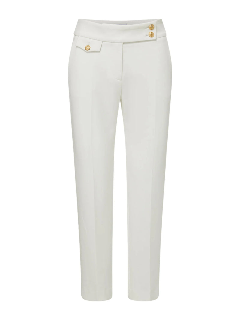 Renzo Pant In White With Gold Buttons-Veronica Beard-Tocca Finita