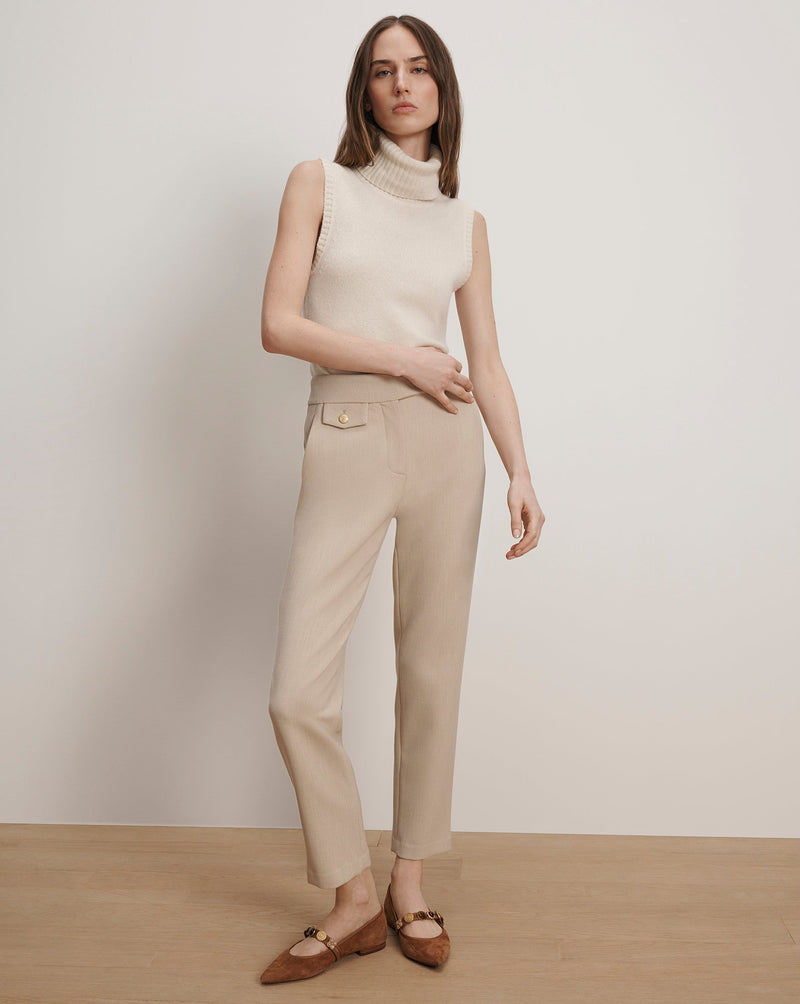 Renzo Slim-Leg Pant Heathered Sand-Veronica Beard-Tocca Finita