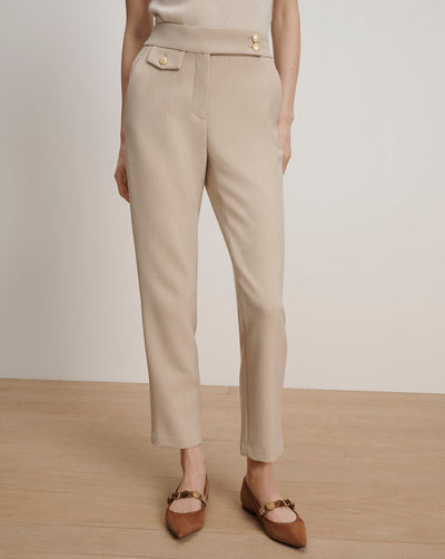 Renzo Slim-Leg Pant Heathered Sand-Veronica Beard-Tocca Finita
