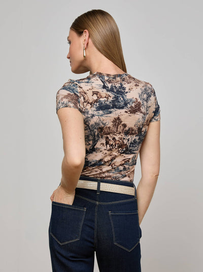 Ressi Fitted Tee Tan Multi Western Toile-L'Agence-Tocca Finita