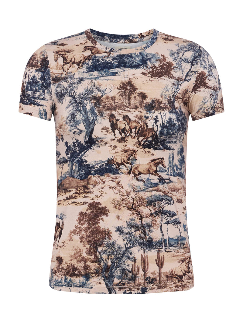 Ressi Fitted Tee Tan Multi Western Toile-L&