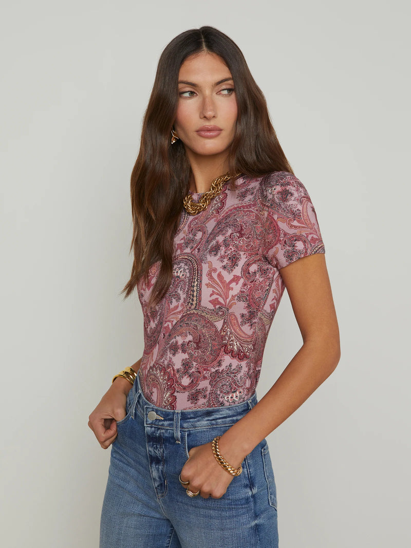 Ressi Paisley Crew T-Shirt Mauve Multi-L&