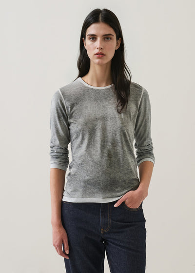 Reverse Spray Lightweight Pima Cotton Slim T-Shirt Black-Patrick Assaraf-Tocca Finita