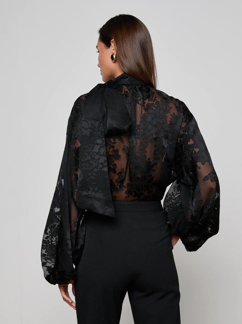 Rhett Burnout Satin Blouse Black-L&