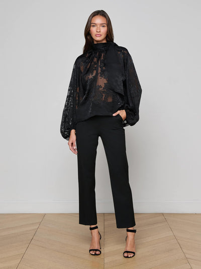 Rhett Burnout Satin Blouse Black-L'Agence-Tocca Finita