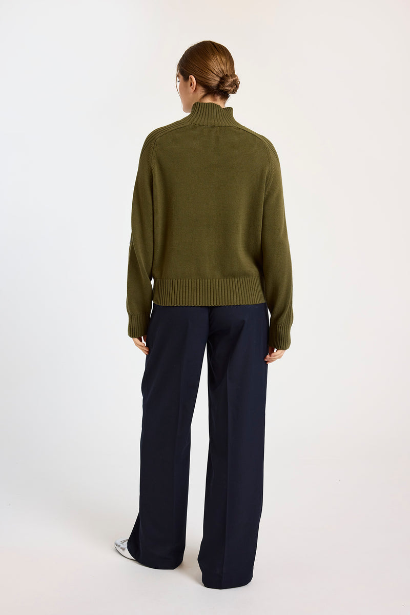Rib Detail High Neck Sweater-Wispr-Tocca Finita