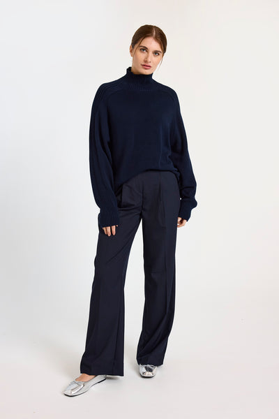 Rib Detail High Neck Sweater-Wispr-Tocca Finita