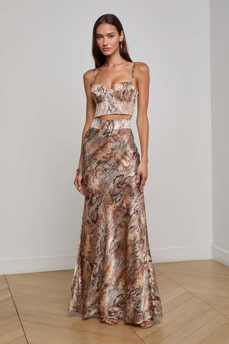 Ryker Silk Maxi Skirt Western Snake-L&