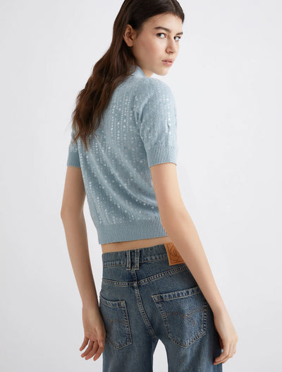 Sequin Polo Shirt Water-Marella-Tocca Finita