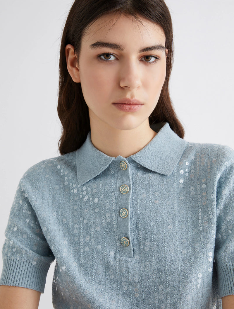 Sequin Polo Shirt Water-Marella-Tocca Finita