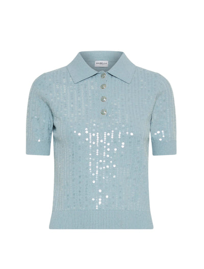 Sequin Polo Shirt Water-Marella-Tocca Finita