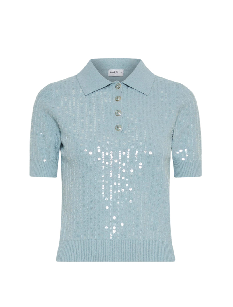 Sequin Polo Shirt Water-Marella-Tocca Finita