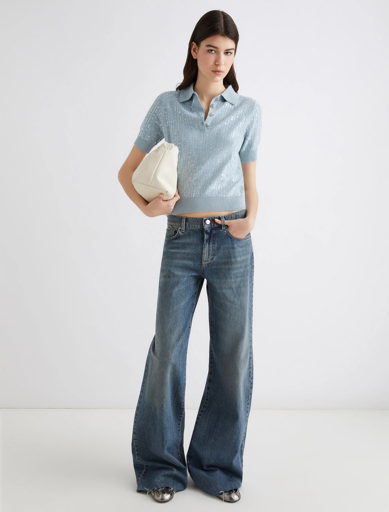 Sequin Polo Shirt Water-Marella-Tocca Finita