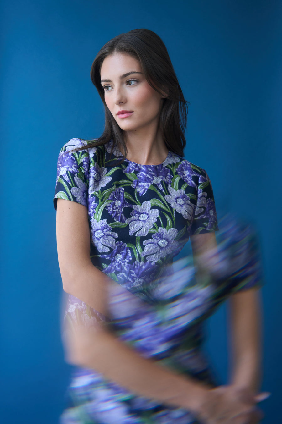 Serenza Jacquard Dress Iris Bloom/Navy-Theia-Tocca Finita
