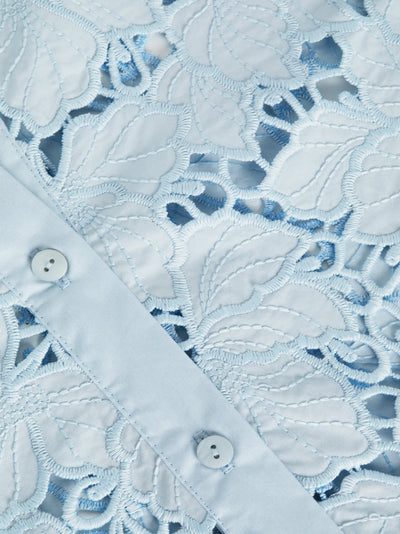 Seychelle Lace Cropped Blouse In Blue Fog-L'Agence-Tocca Finita