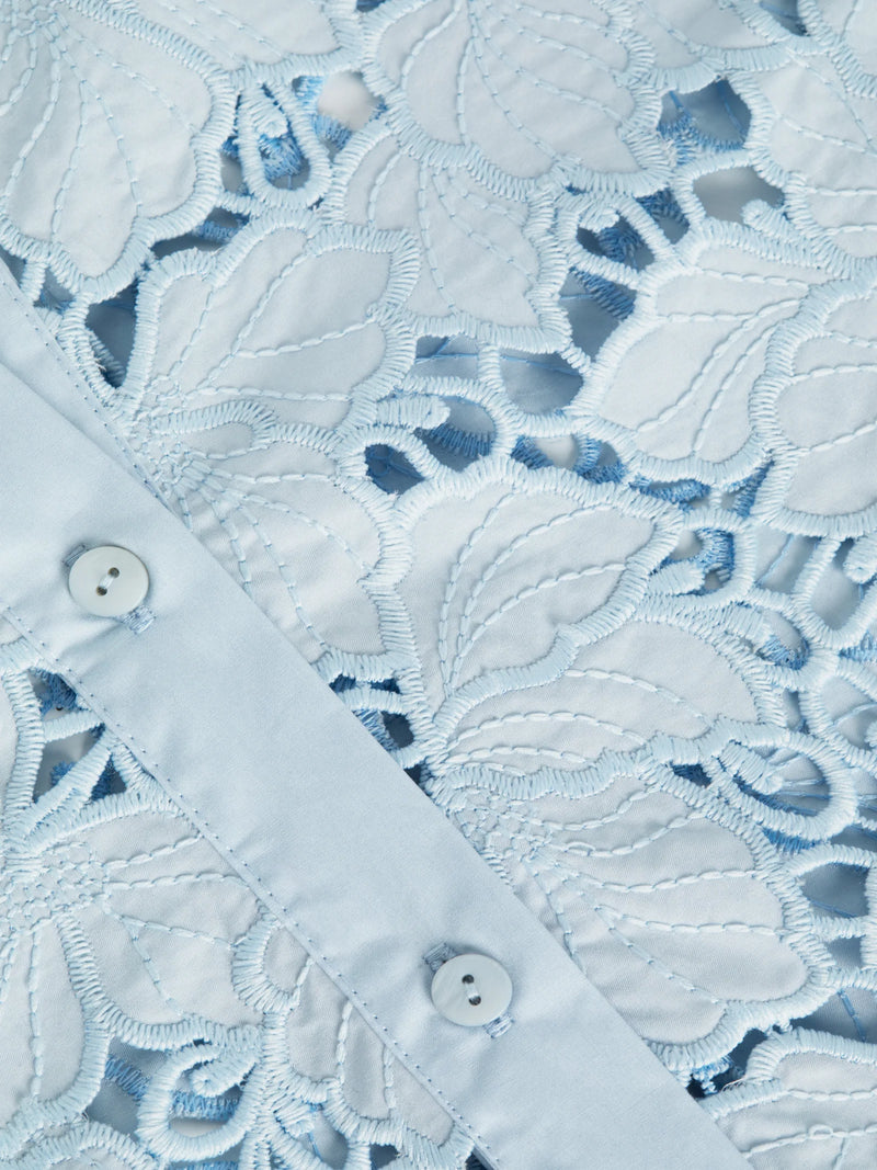 Seychelle Lace Cropped Blouse In Blue Fog-L&