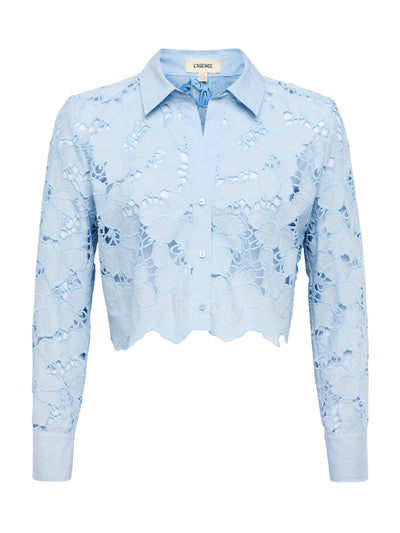 Seychelle Lace Cropped Blouse In Blue Fog-L'Agence-Tocca Finita