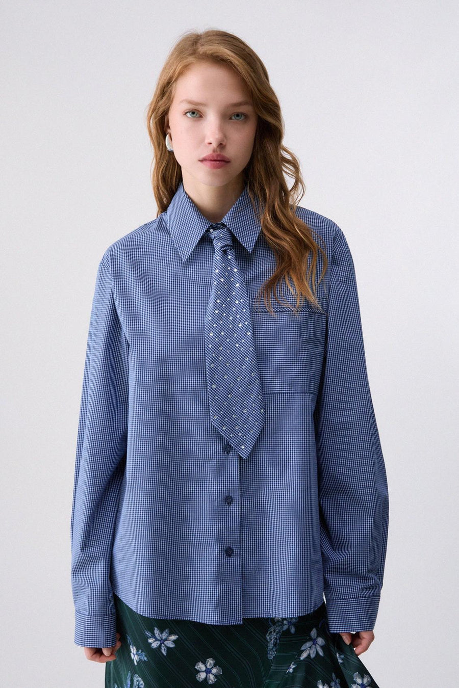 Shirt with Tie Dark Blue-Liu Jo-Tocca Finita