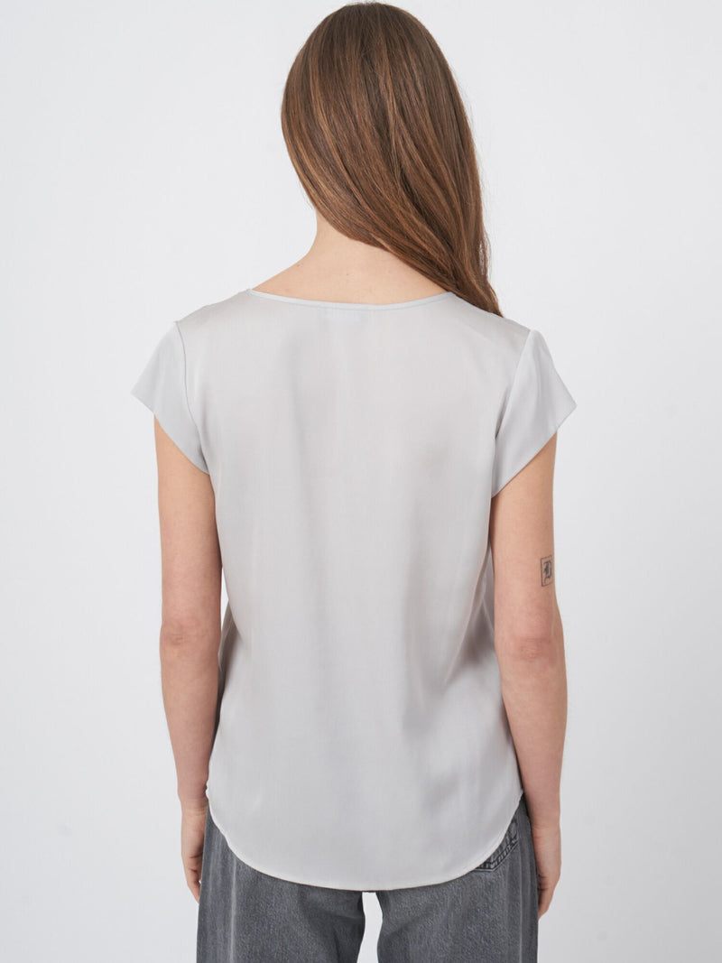 Short-Sleeved Silk Top With Pocket-Repeat-Tocca Finita
