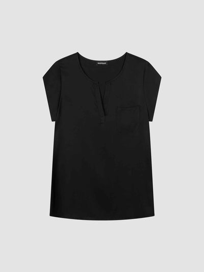 Short-Sleeved Silk Top With Pocket-Repeat-Tocca Finita