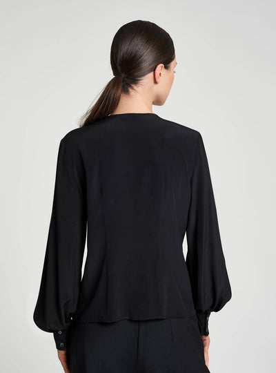 Silk Crepe De Chine Blouse with Ruffle-Comicetta Snob-Tocca Finita