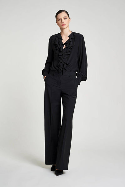 Silk Crepe De Chine Blouse with Ruffle-Comicetta Snob-Tocca Finita