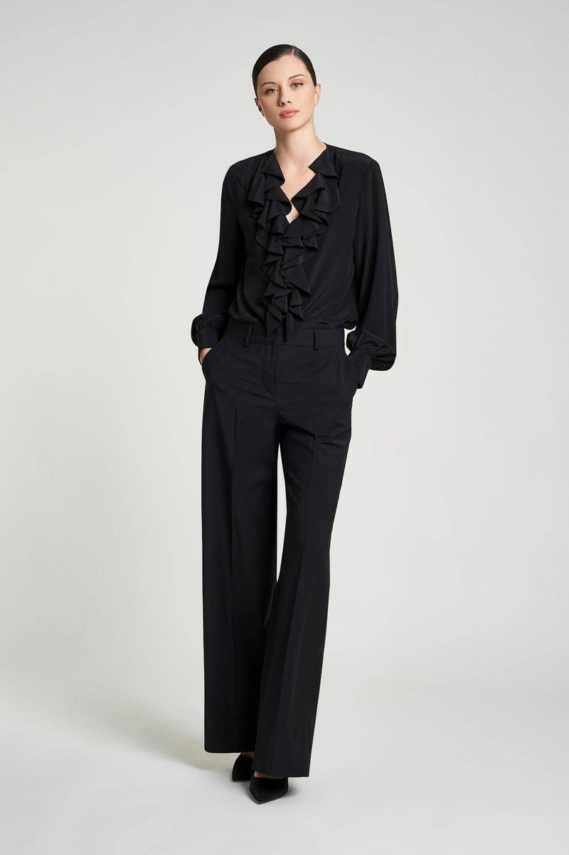 Silk Crepe De Chine Blouse with Ruffle-Comicetta Snob-Tocca Finita