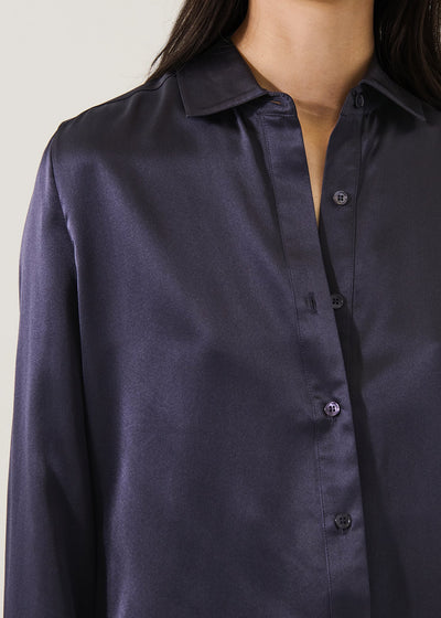 Silk Satin Relaxed Shirt-Patrick Assaraf-Tocca Finita