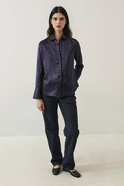 Silk Satin Relaxed Shirt-Patrick Assaraf-Tocca Finita