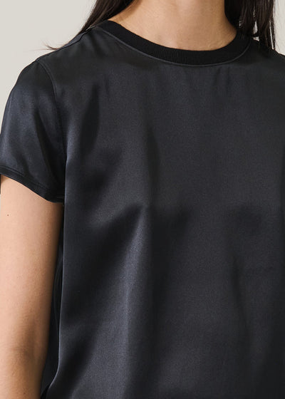 Silk Satin Short Sleeve Crewneck-Patrick Assaraf-Tocca Finita