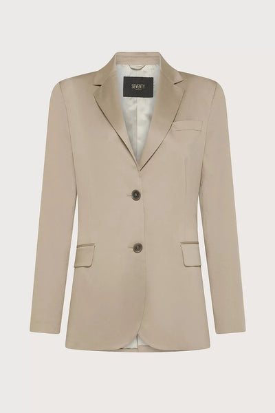Single Breasted Jacket In Stretch Satin Cotton-Seventy-Tocca Finita