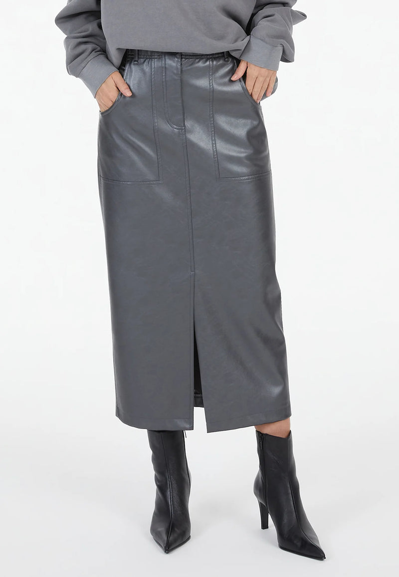 Skirt In Vegan Leather Charcoal Varied-Marc Aurel-Tocca Finita