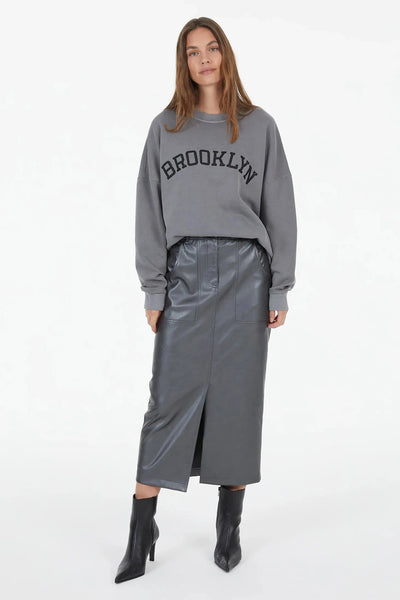 Skirt In Vegan Leather Charcoal Varied-Marc Aurel-Tocca Finita