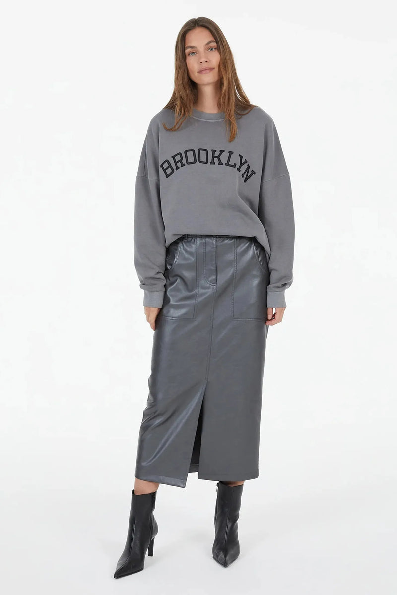 Skirt In Vegan Leather Charcoal Varied-Marc Aurel-Tocca Finita