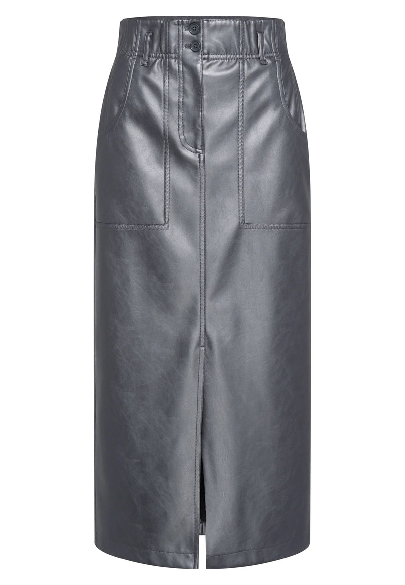 Skirt In Vegan Leather Charcoal Varied-Marc Aurel-Tocca Finita