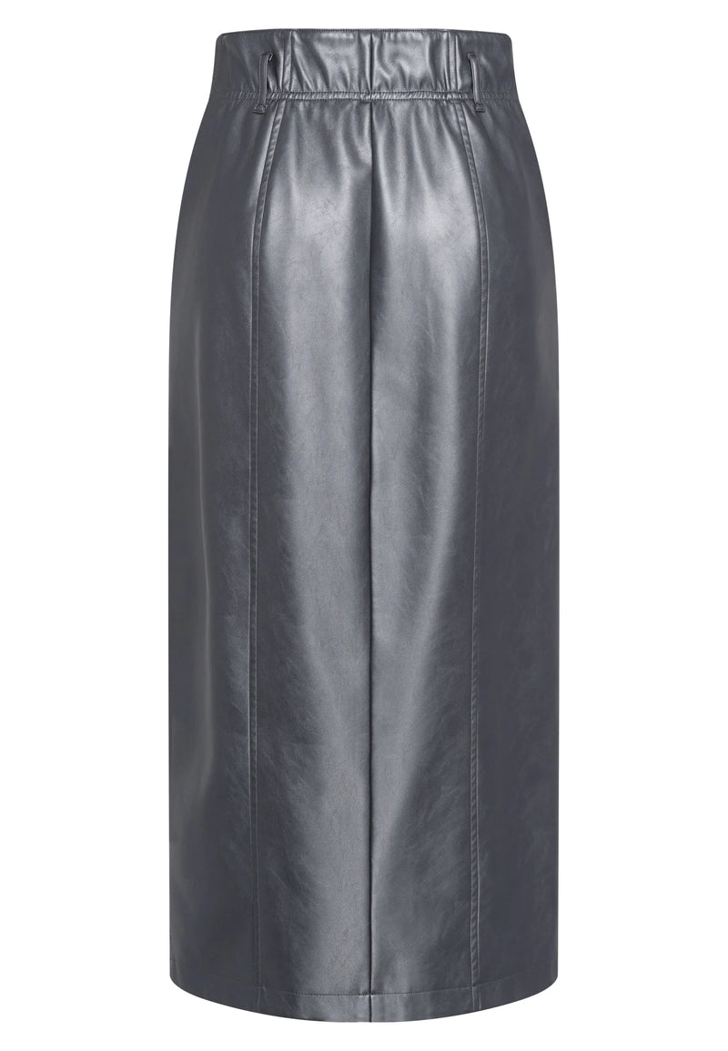 Skirt In Vegan Leather Charcoal Varied-Marc Aurel-Tocca Finita