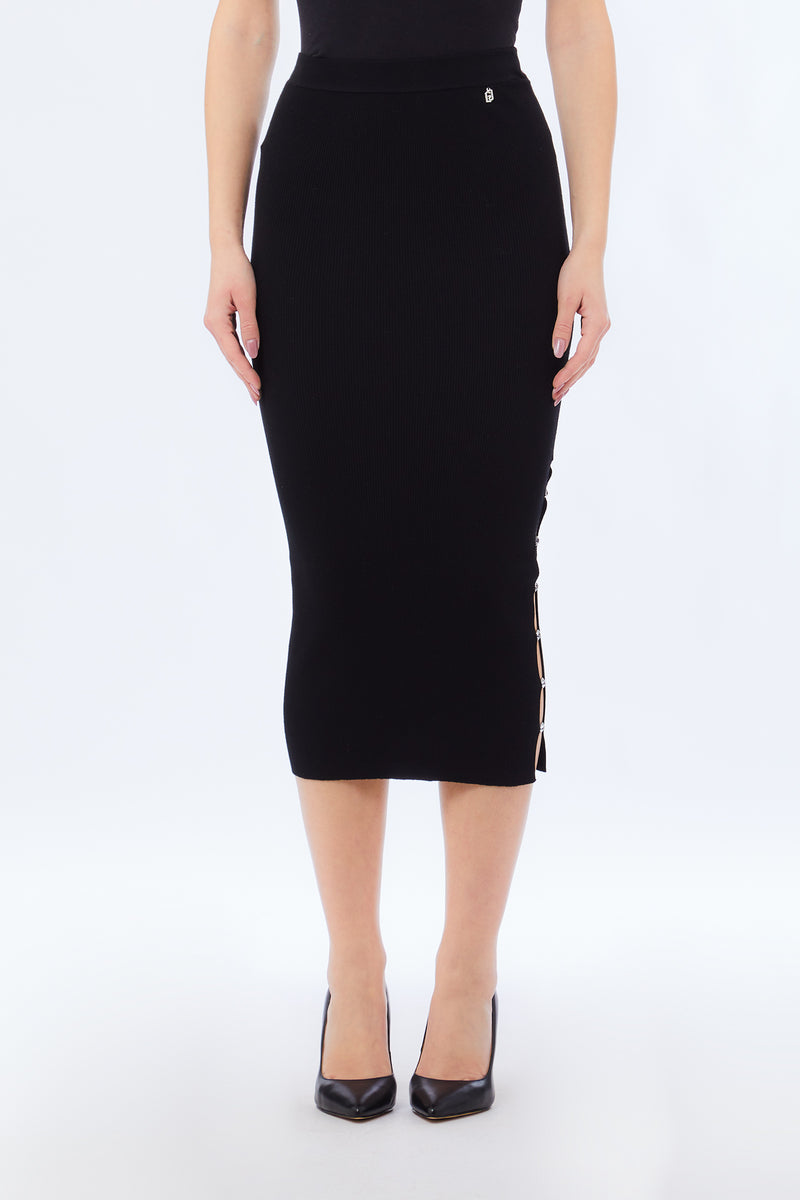 Skirt With Gemstones Black-Liu Jo-Tocca Finita