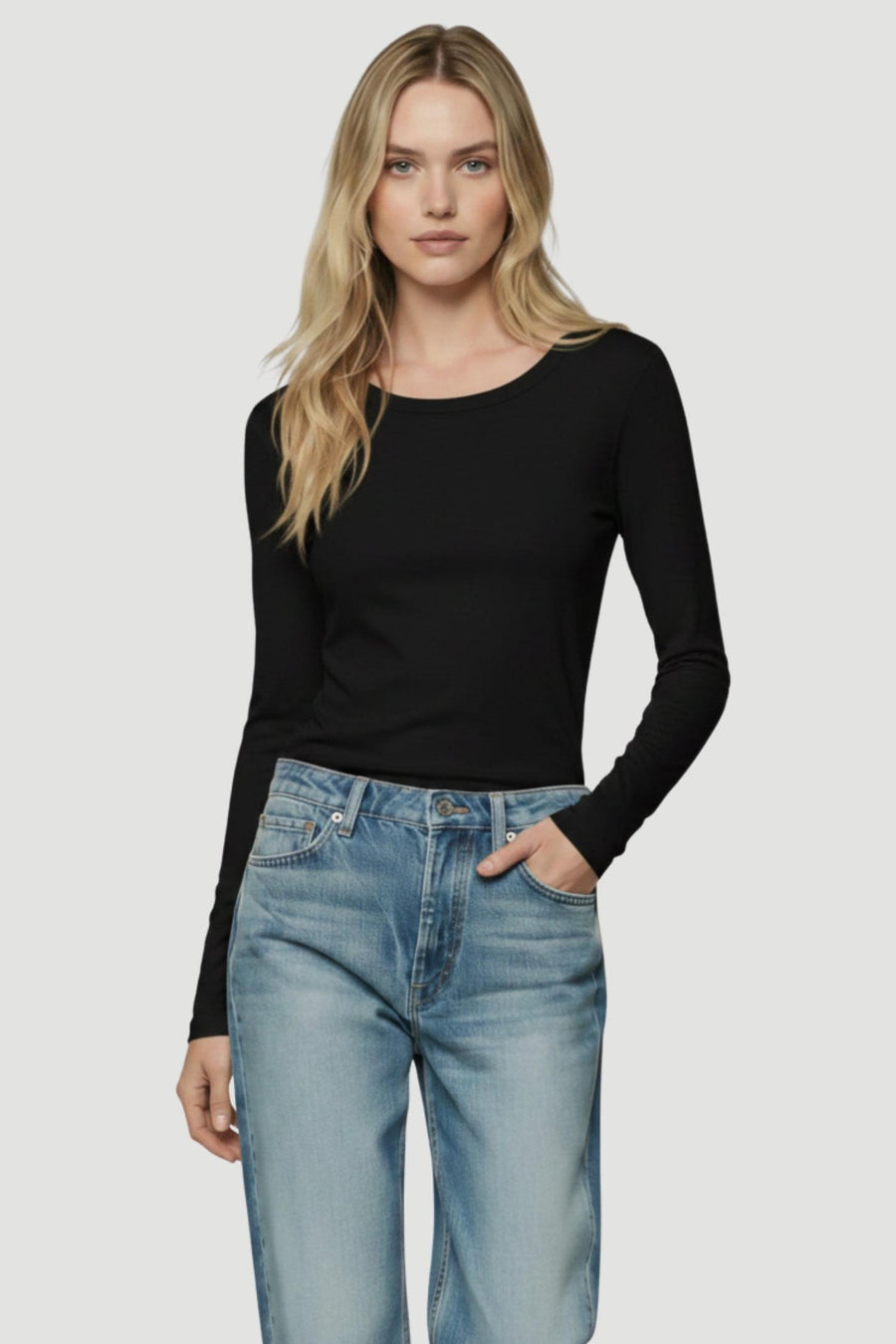 Soft Touch Long Sleeve Crewneck Marine-Majestic Filatures-Tocca Finita