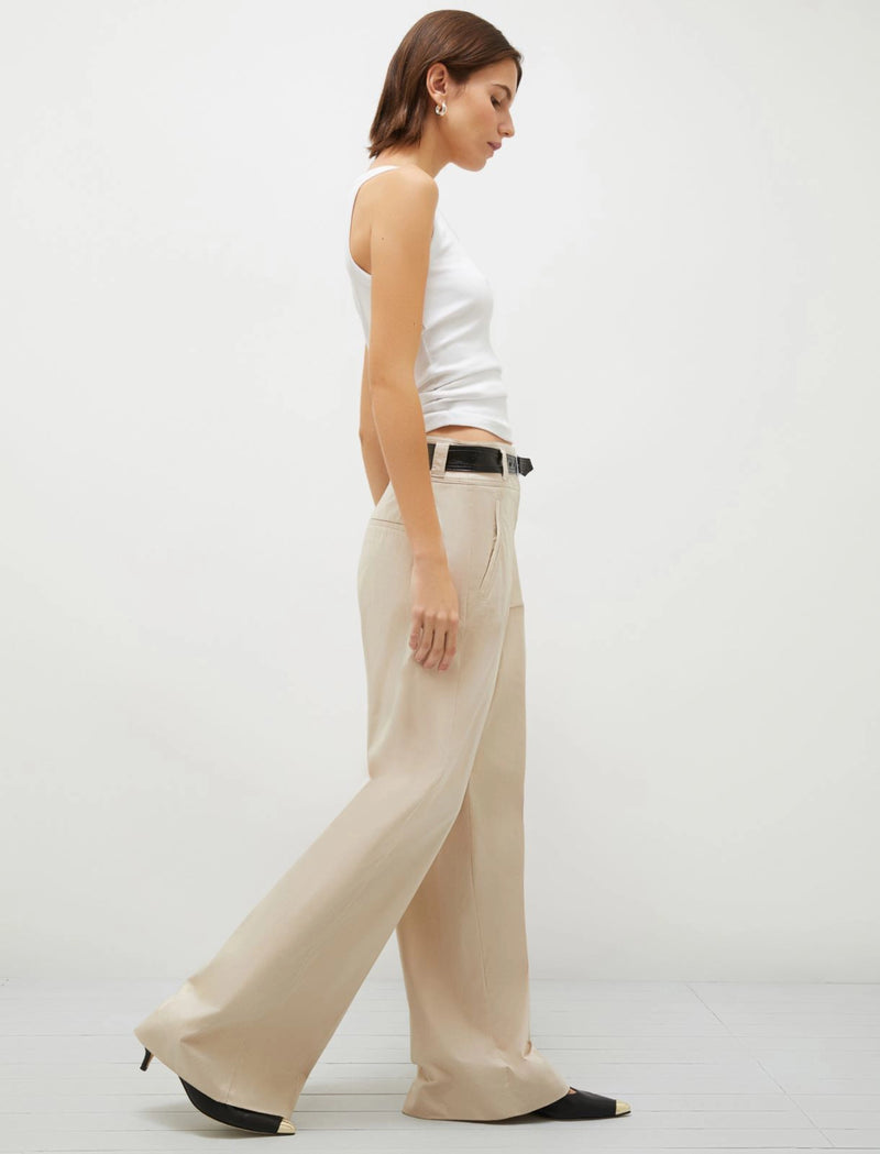 Soraia Stretch Satin Pant in Sand-Marella-Tocca Finita