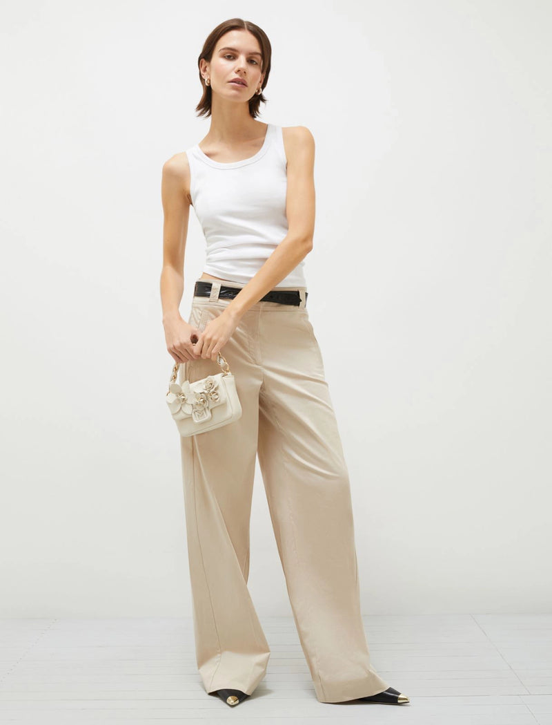 Soraia Stretch Satin Pant in Sand-Marella-Tocca Finita