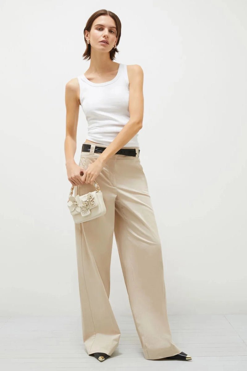 Soraia Stretch Satin Pant in Sand-Marella-Tocca Finita