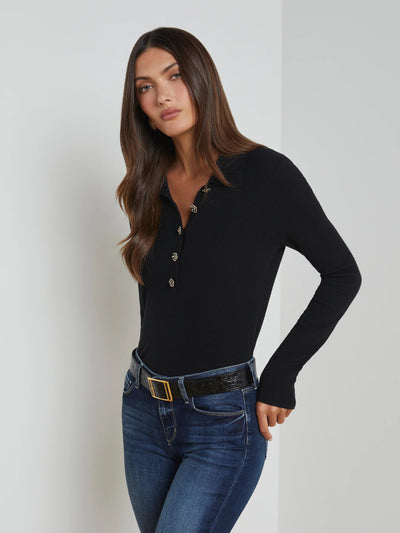 Sterling Jeweled Collar Sweater In Black-L'Agence-Tocca Finita