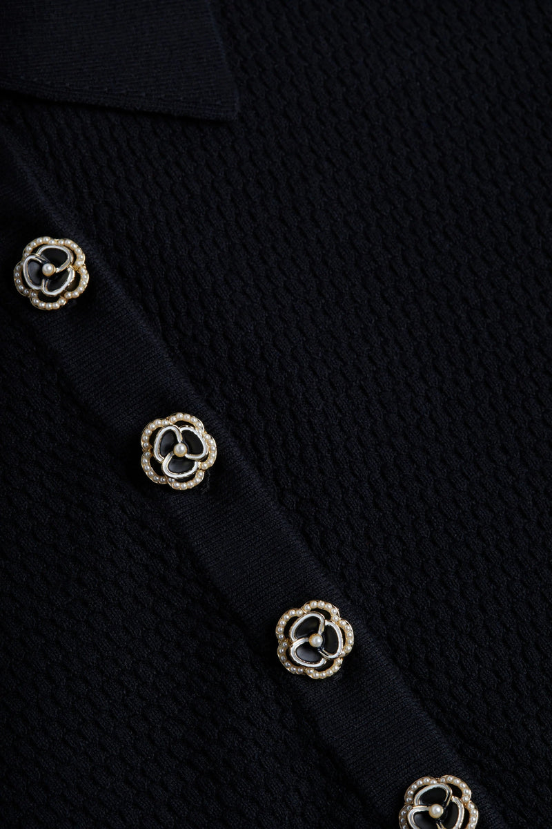 Sterling Jeweled Collar Sweater In Black-L&